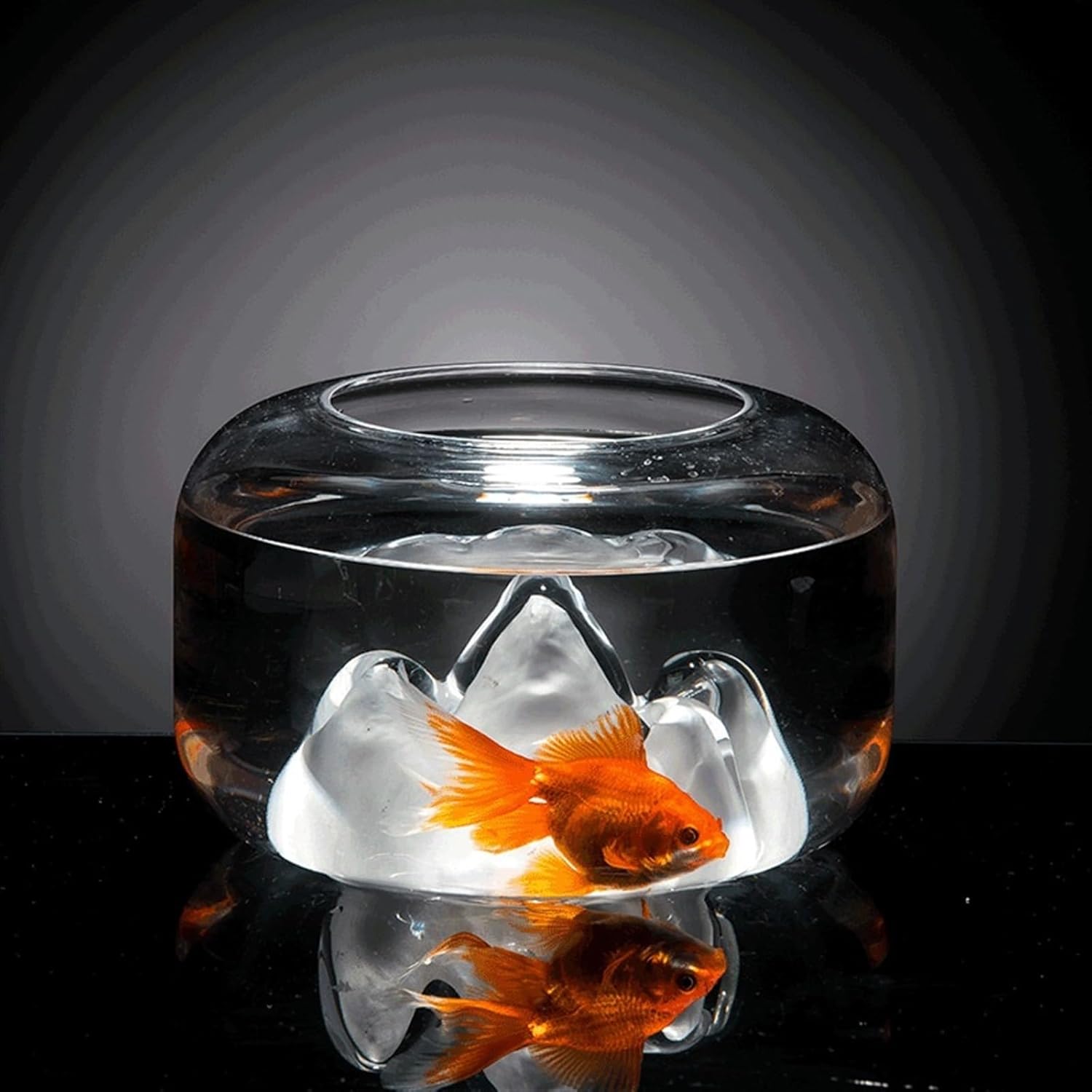 Modern Desktop Glass Fish Tank Thickened Transparent Glass Round Small Fish Tank Mini Aquarium Living Room Desk Decorative Ornaments Desktop Display