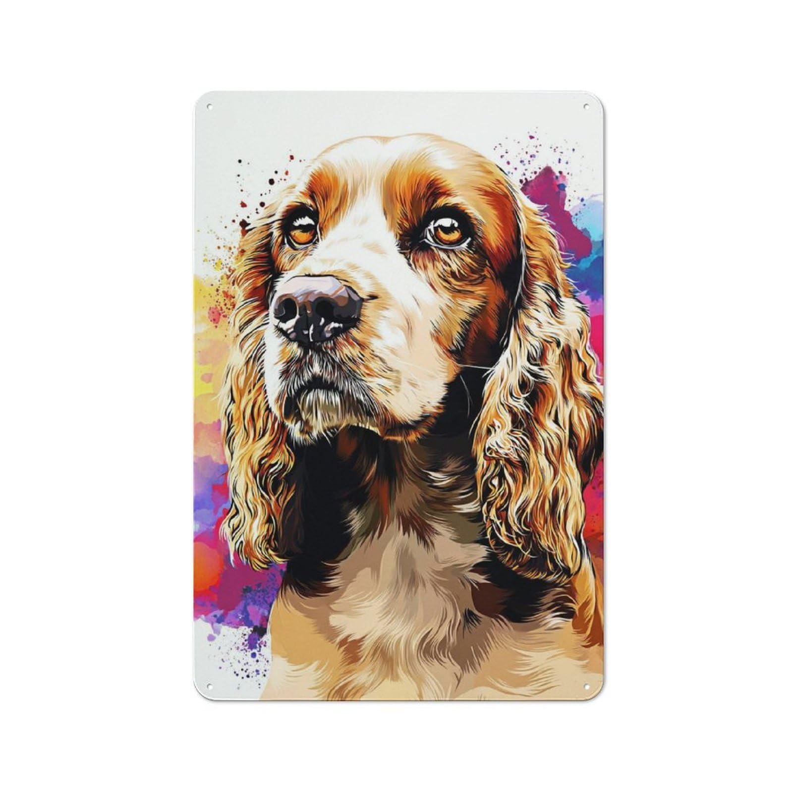 Junmoney Colorful Cocker Spaniel Portrait Metal Wall Art Sign 30X20cm, Vintage Vintage Wall Decor For Lounge, Study, Pub Or Wall Gallery