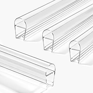 4PCS 39" Glass Shower Door Seal Strip, Shower Door Side Seal Strip for 3/8" (10mm) Frameless Glass, Ultra-Clear PVC Waterproof Door Bottom Seal, Easy to Install, No Adhesive Needed
