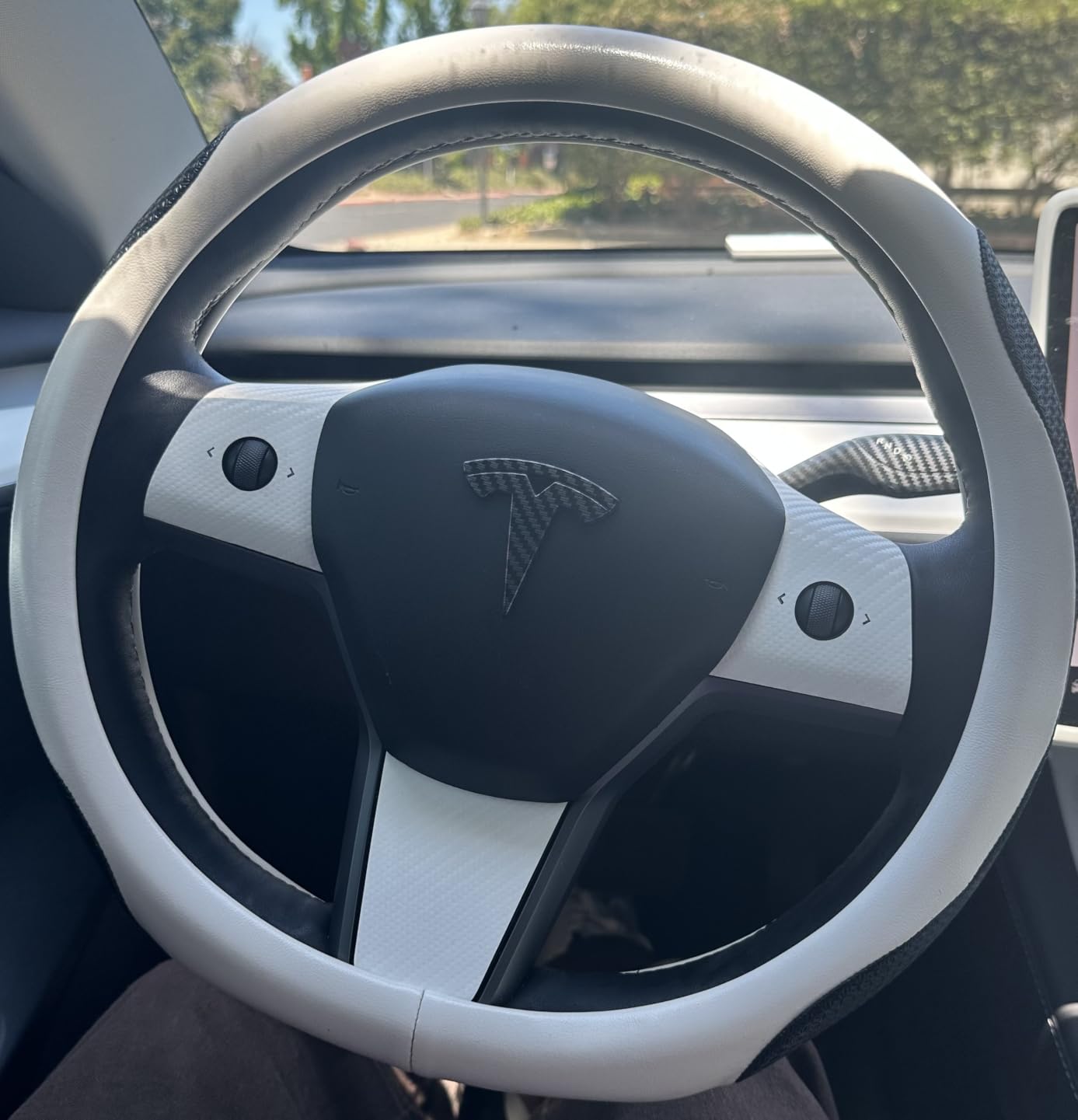 Tesla Model Y & Model 3 Nappa Leather Steering Cover – Non-Slip (2017–2026)