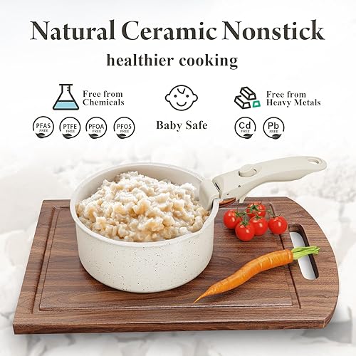 Miniatura 5 de Juego de 11 ollas y sartenes antiadherentes con asas extraíbles, juego de utensilios de cocina de cerámica no tóxicos, juegos de cocina de