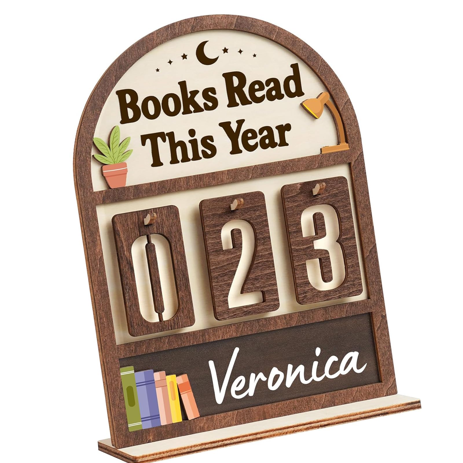 CAZSTYK Books Read This Year Counter Fantasy Book Trackers Sign for Home Library Decors Bookworm Women Teachers Valentines Day Bookshelf Decors Book Lover Reading Trackers Sign