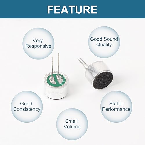 Miniatura 3 de uxcell 8 unids cilíndrico electret condensador micrófono Pickup 85dB a través del agujero mini electret condensador micrófono con 2 pines