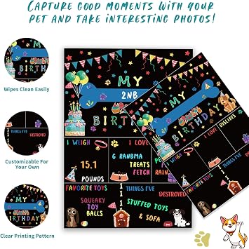 Dog Birthday Bandanas - Paw Balloons, Banner & Outfit Hat for Dog Birthday Decorations