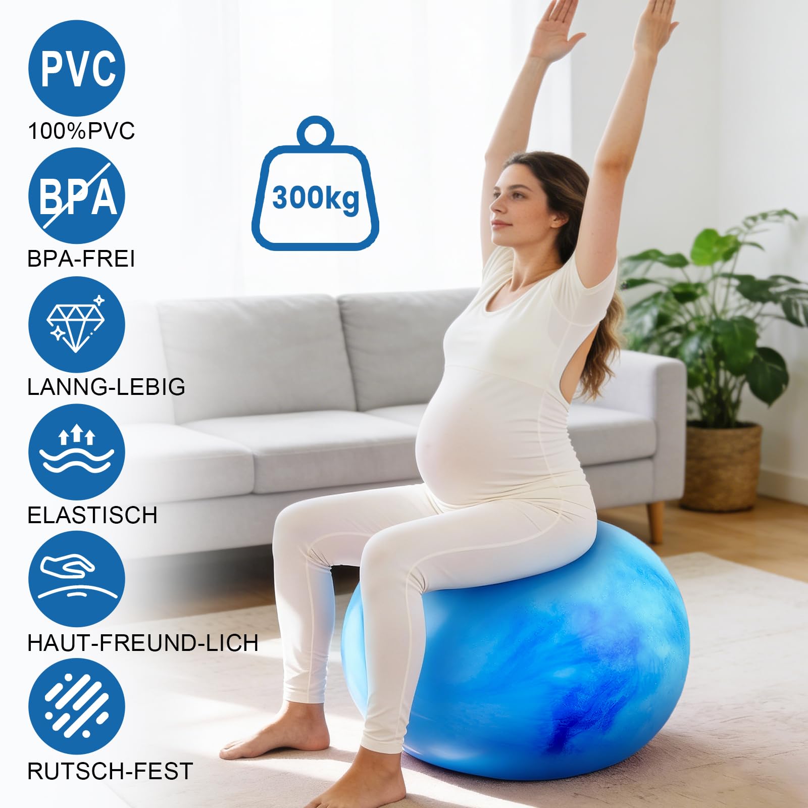 Ballon Grossesse 65cm et Pilates 25cm, Swiss Ball, Gym, Pilates, Anti-Slip Ballon Gonfleur Inclus, Fitness Materiel, Gymnastique, Yoga Accessoires