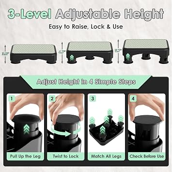 Adjustable Mobility Step Stool for Adults, 3-Level Bed Step Stool