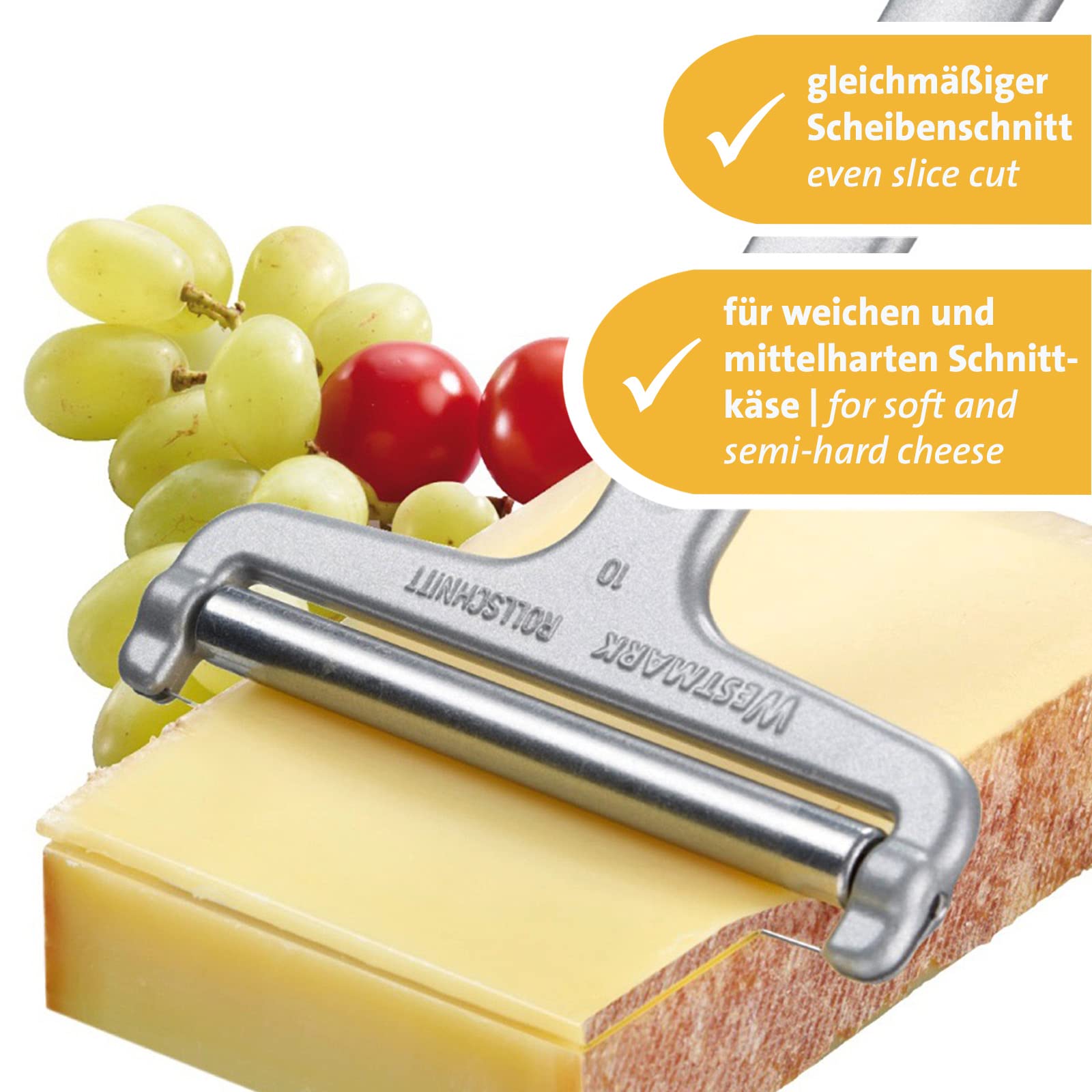 Westmark 2 Affetta-formaggio con Rullo e Filo Tagliente, Spessore Regolabile, Acciaio Inox/Alluminio, Rollschnitt, Argento, 710022E3