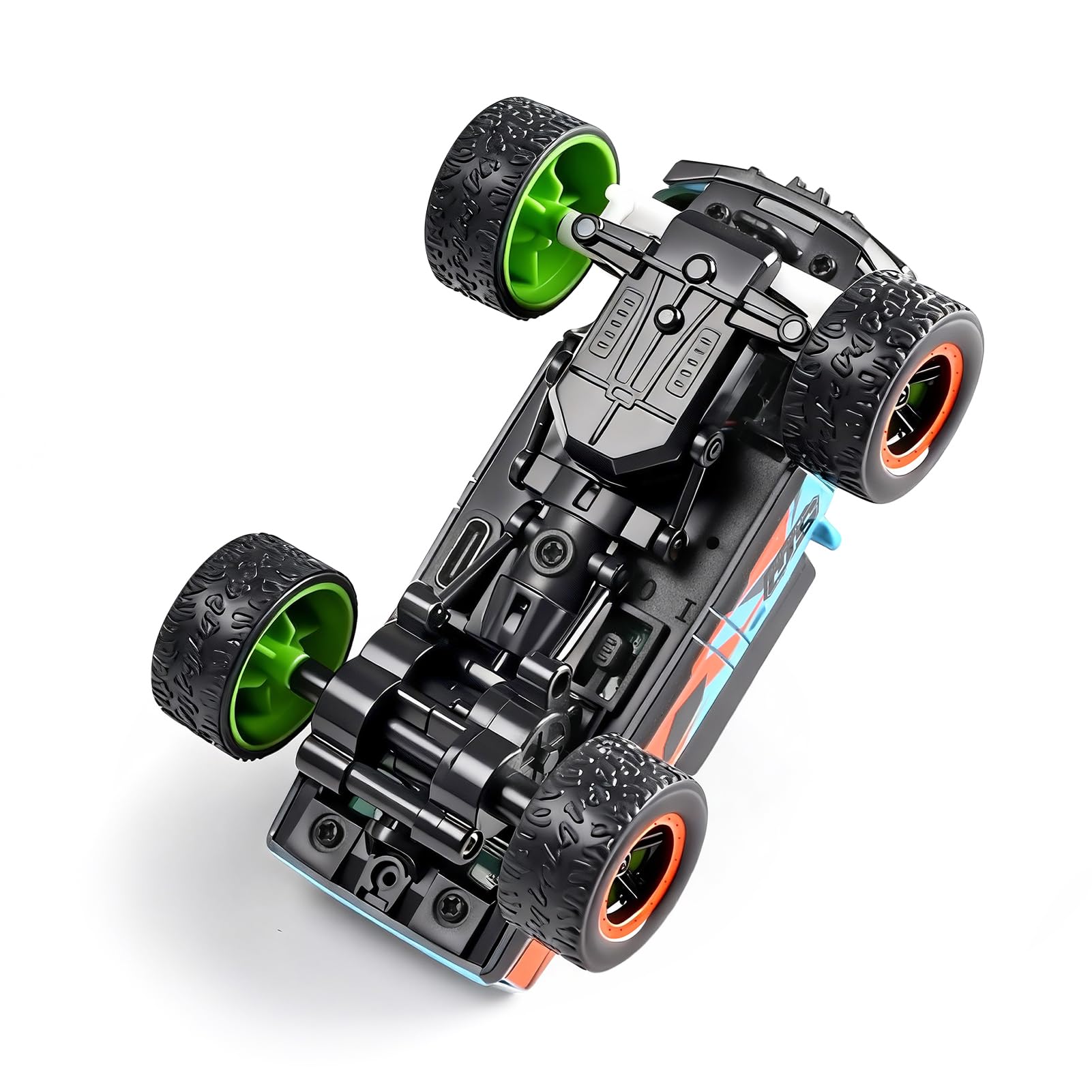 Alomejor Samochód Mini RC 1:64, Zdalnie Sterowany Pojazd Terenowy 2,4G 4WD FPV z kamerą HD, żyroskopem i Diodami LED, dla Dzieci i Dorosłych (BLUE)