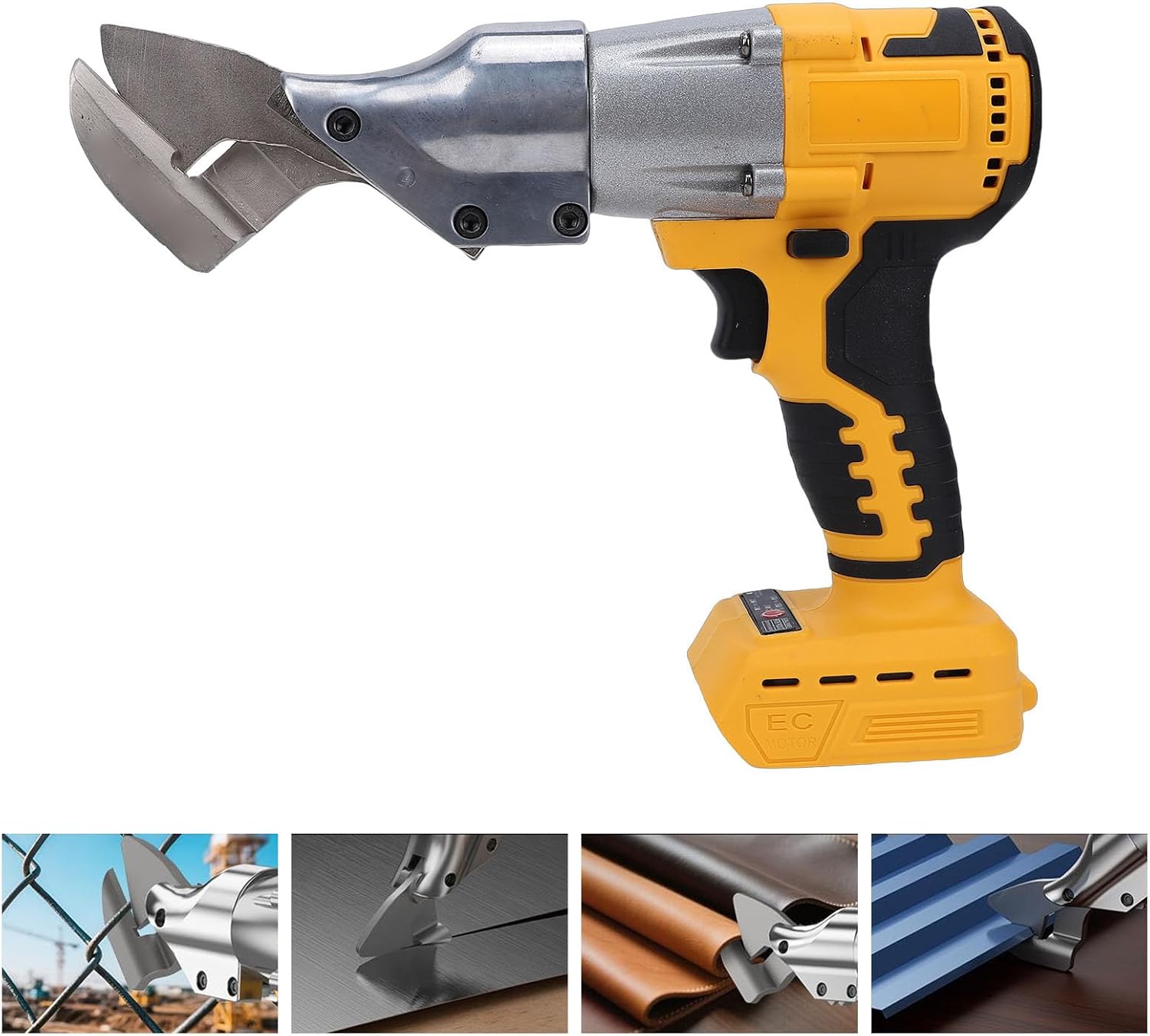Cordless Metal Shears, 360 Rotating Head Variable Speed Electric Metal Cutting Scissors, Power Cutting Tool with Stepless Speed Control & LED Light, Ideal for Stainless Steel (Type 1)
