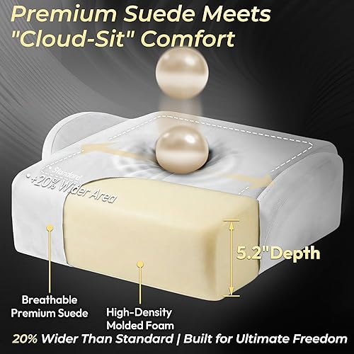 Miniatura 5 de Dowinx Silla de juegos grande y alta con tela de gamuza transpirable, sillas de juego para adultos con asiento grueso de gran tamaño para 440