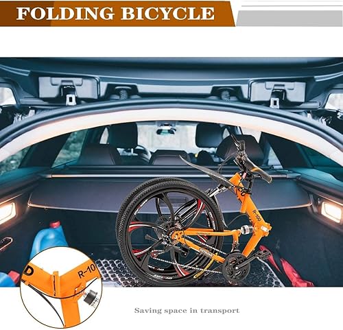 Miniatura 6 de Max4out Bicicleta de montaña plegable de 26 pulgadas, para hombre y mujer, marco de acero al carbono y 21 velocidades, freno de disco doble y