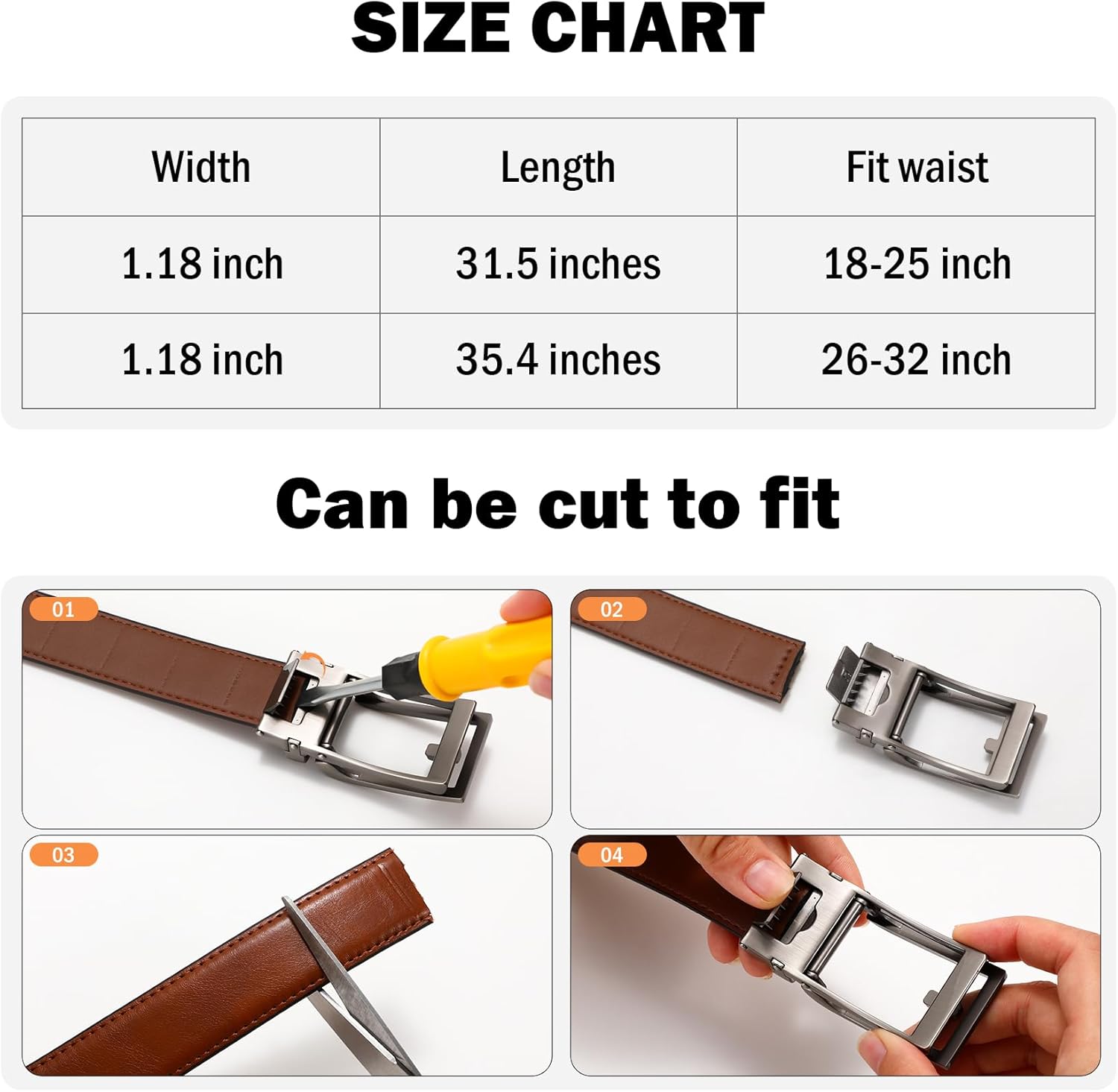 JASGOOD Boys Belt Leather Ratchet Dress Belt Kids Adjustable Leather Belt for School Uniform One Hand Release - Image 6