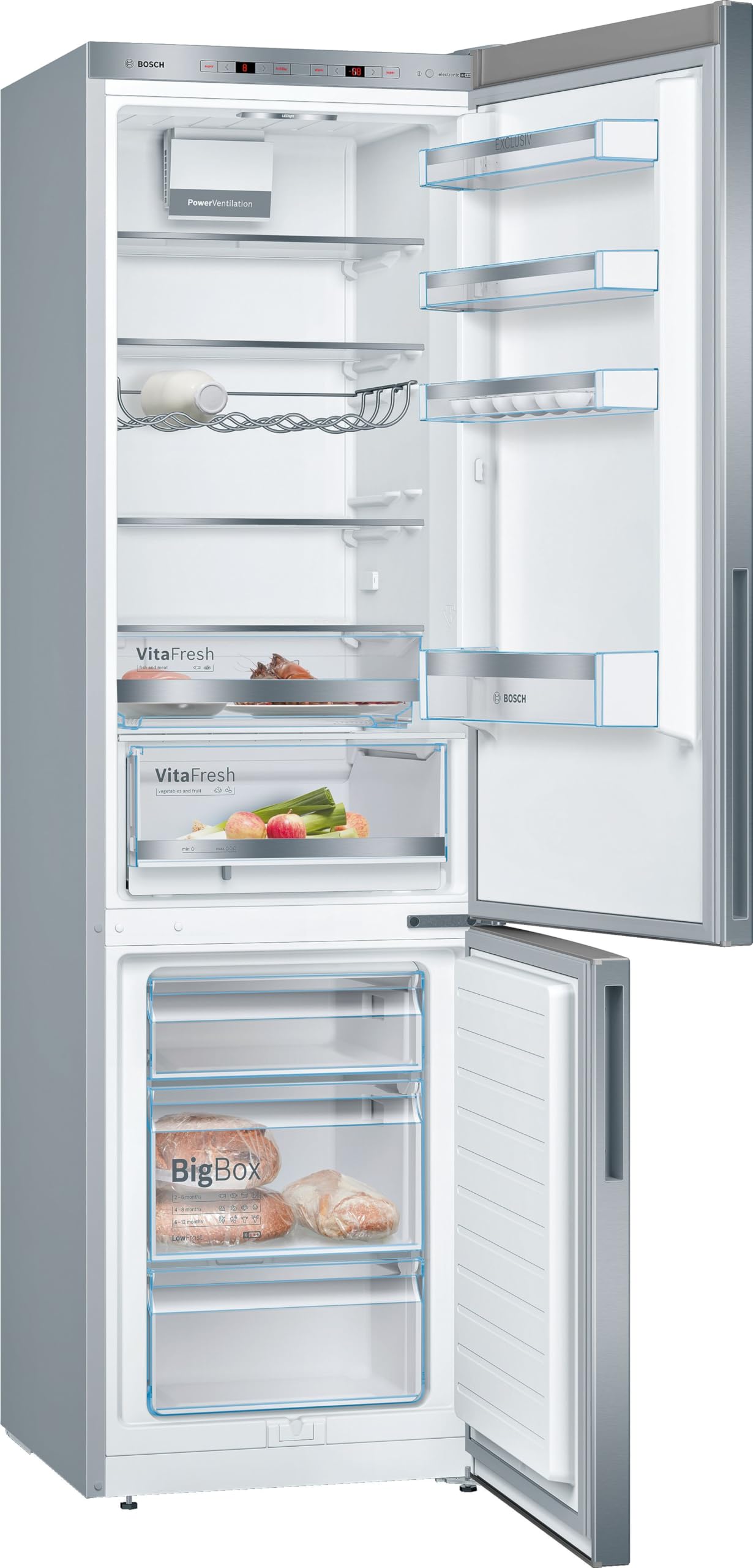 Bosch Serie 6 KGE39AICA Kühl-Gefrier-Kombination 201x60 cm 249 L Kühlen 94 L Gefrieren LowFrost VitaFresh 38 dB LED AntiFingerprint