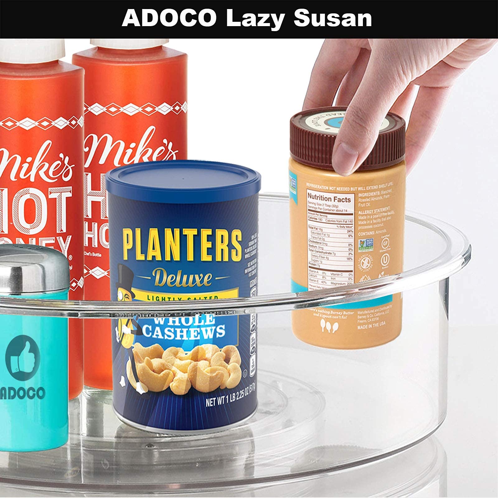 Adoco Lazy Susan Organizer, 12 inch Clear Lazy Susan Turntable