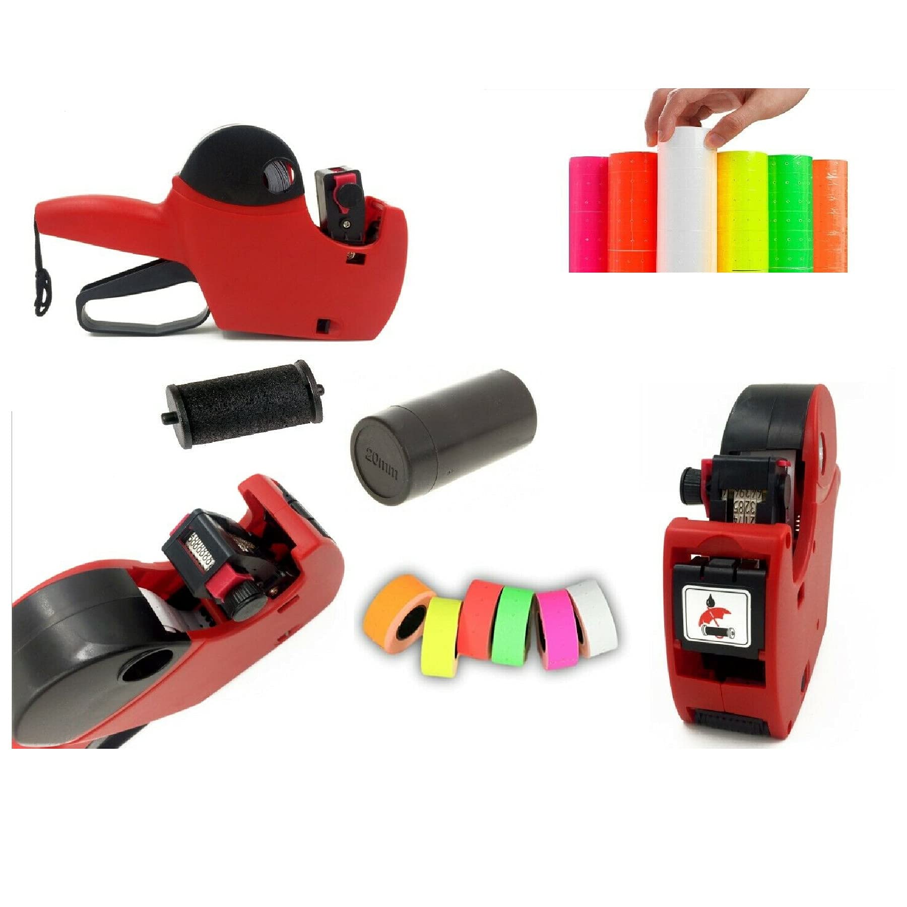 10x Rolls + Price Gun Any Color Labels 21 x 12mm CT1 Labels 22x12 21x12 fits MoTex Puma Lynx (Price Gun + Free 10 Rolls) — image 1