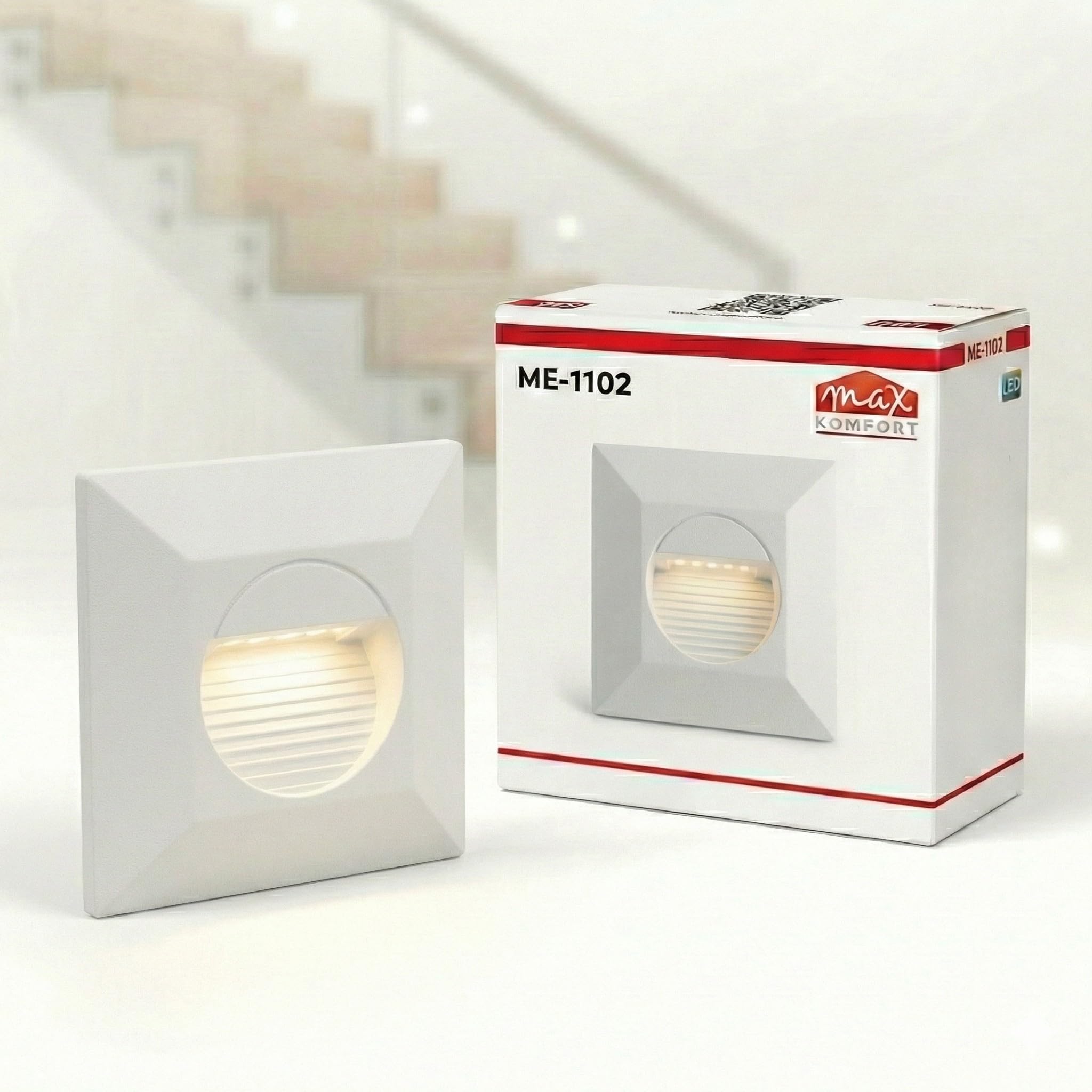max K O M F O R T LED Treppenbeleuchtung 1 Watt 130 Lumen Wandeinbaustrahler Treppenleuchte Wand Einbauleuchte Einbaustrahler Treppenlicht Flurleuchte Nachtlicht 1102S