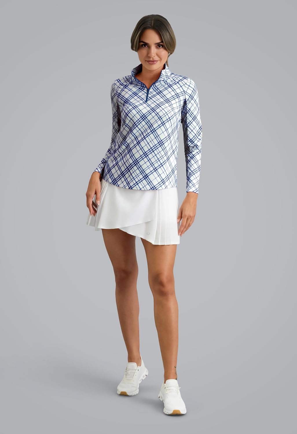IBKUL UPF 50+ Sun Protection, Icefil Cooling, Moisture-Wicking Tony Print Long Sleeve Mock Neck Top