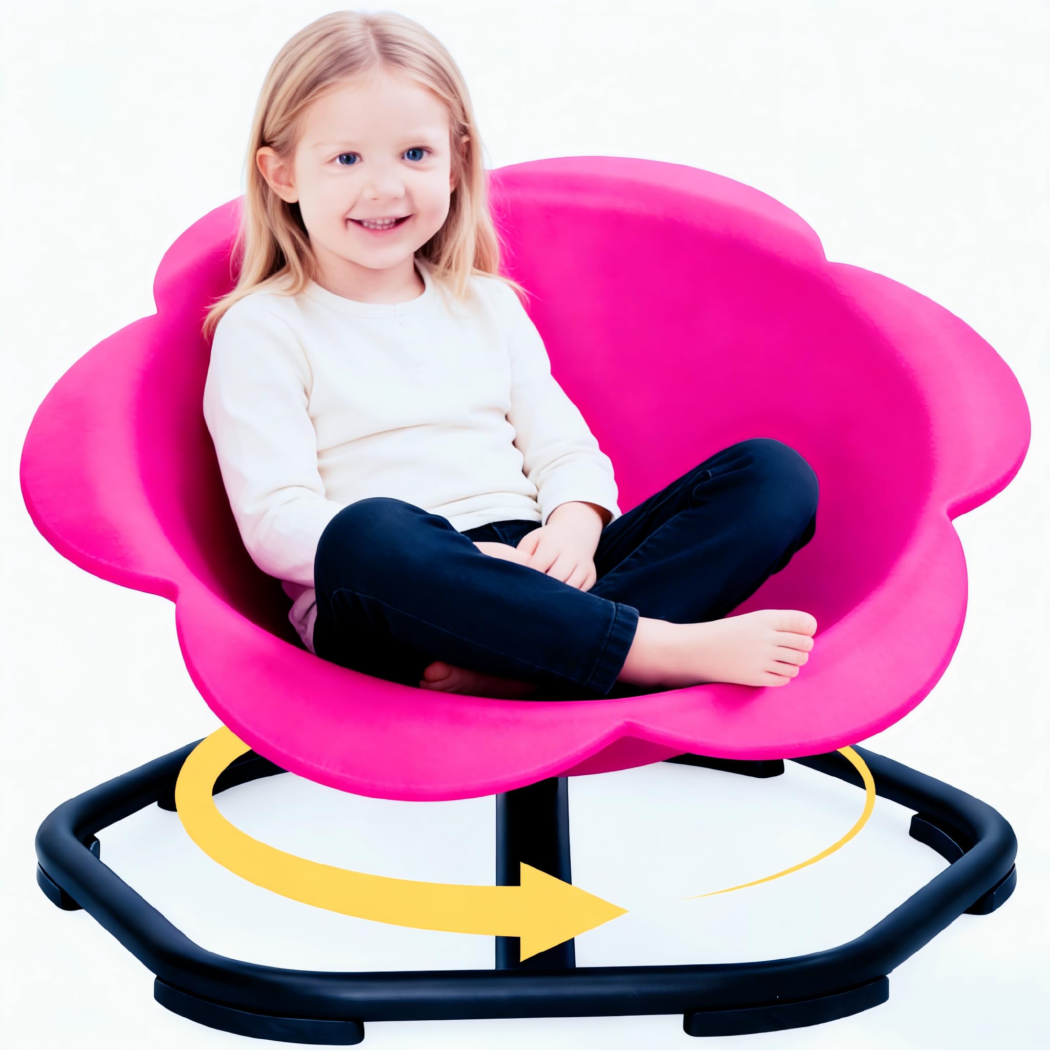 Yosamy Sensory Spinning Chair for Autism,360° Swivel Chair for Toddler, Non-Slip Metal Base, Educational Special Needs Resource Improving Physical Coordination,Sensory Toys for Autism (Pink)