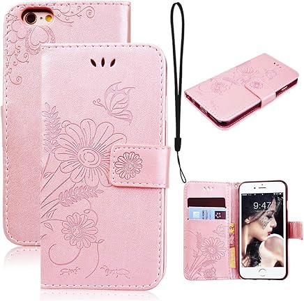 CE-Link Funda Apple iPhone 7, Funda Piel para iPhone 7 con Retro Flor, Soporte Plegable Ultra Fina Piel Premium con Cierre Magn?tico, iPhone 7 Case Cover Carcasa Fina y Resistente - Rose Gold CE-Link Funda Apple iPhone 7, Funda Piel para iPhone 7 con Retro Flor, Soporte Plegable Ultra Fina Piel Premium con Cierre Magn?tico, iPhone 7 Case Cover Carcasa Fina y Resistente - Rose Gold