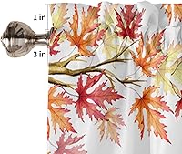 Vista 5 de Cenefa para ventanas, cenefas de cocina con bolsillo para barra, cortinas cortas de hojas de arce de Acción de Gracias para sala de estar, baño