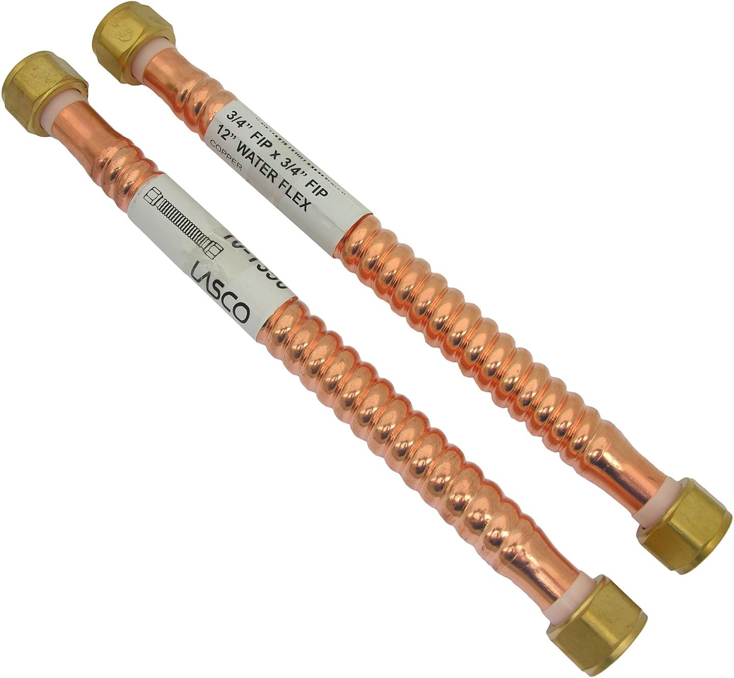 LASCO 10-1351T Corrugated Copper Water Heater Flex Connectors with 3/4-Inch Female Pipe Thread, 2-Pack