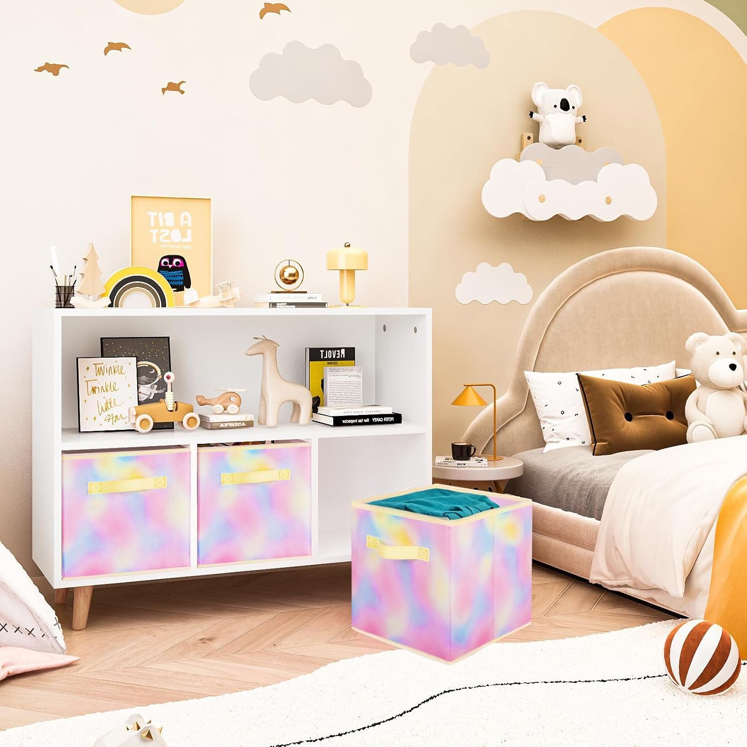 ShellKingdom Storage Bins, Foldable Fabric Storage Cubes And Cloth Storage Organizer Drawer For Closet And Toys Storage, 6 Pack (Chromatic Tie Dye)