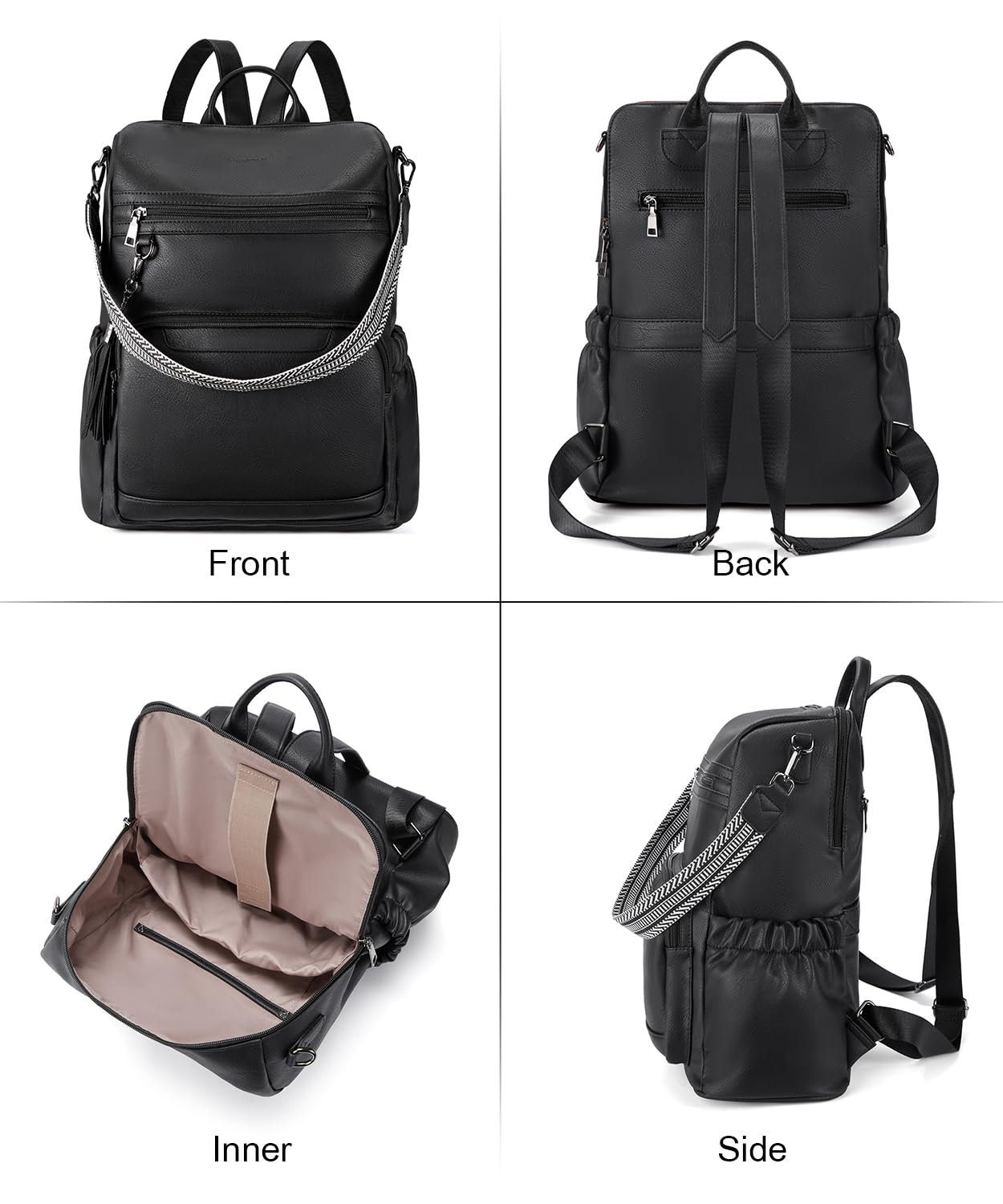 BOSTANTEN Mochila de piel para mujer, 2 piezas, mochila para mujer, diseño de moda, mochila de viaje, mochila de mano, mochila con bolso de muñeca