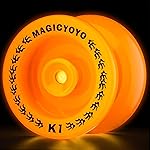 MAGICYOYO Responsive Yoyo K1 Tug Return Yo yo, Hubstacks Yo-yo for Kids Beginners Dual Purpose Yo Yo with Unresponsive Bearing, Storage Bag + 12 Strings +Yo-Yo Glove +2 Yo yo Hubstacks ((Glow Orange)