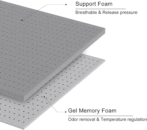 Miniatura 7 de Maxzzz Cubrecolchón de 2 pulgadas tamaño matrimonial, cubrecolchón de espuma viscoelástica firme, cubrecolchón ventilado, felpa certificada