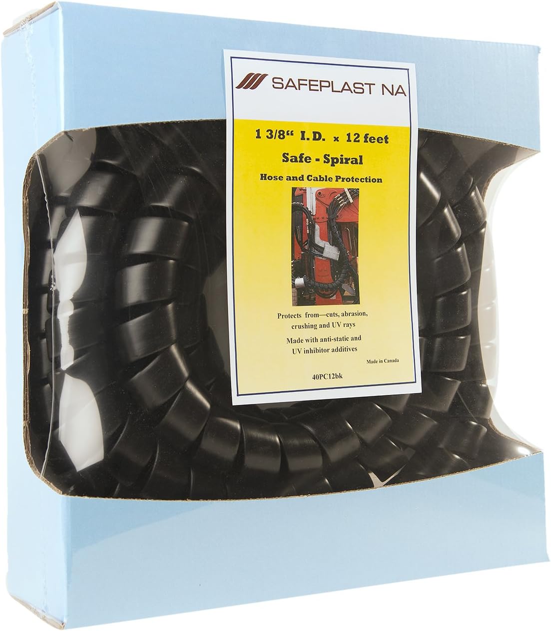 New Deal Safe-Spiral 40PC12bk Pre-Cut Spiral Wrap Hose Protector, 1.5 OD, 12' Length, Black