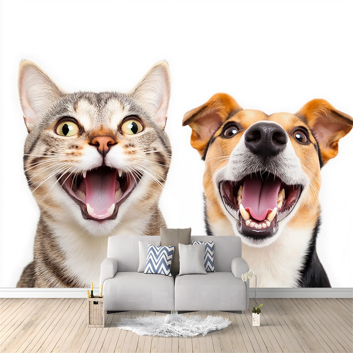 Photo Wallpaper Brown Non-Woven Photo Wallpaper Wall Mural Photo Home Poster Decoration, 250 x 175 cm Wall Mural for Lounges Bedrooms Dining Rooms and Hallways - Animals Cat Puppy — image 1
