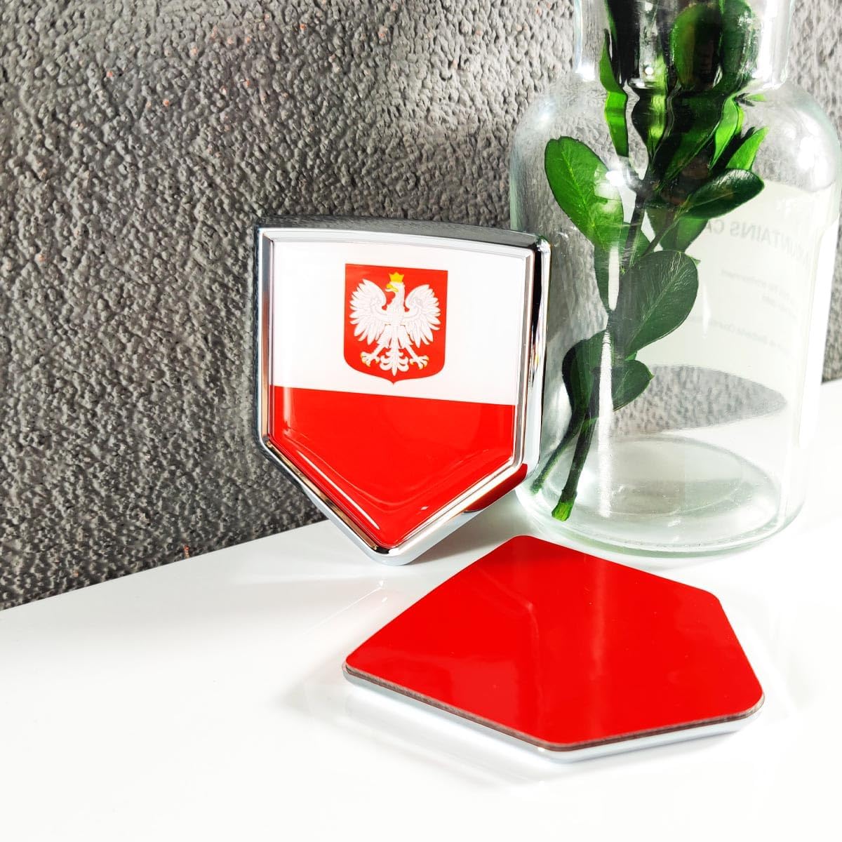 Newperlite Poland Flag Decal Sticker Car Emblem Polish Flag Car Decoration Accessories Chrome Shield for Truck Vehicles Cars, 2 Pack - Image 3