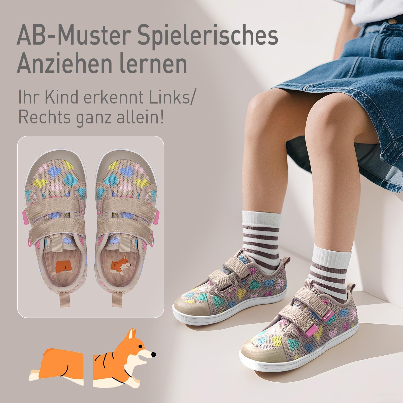 IceUnicorn Kinder Barfußschuhe Breite Zehenbox Jungen Mädchen Hausschuhe Minimalistische Outdoor Traillaufschuhe Walking Schuhe(Hell Khaki, 24EU Weit)