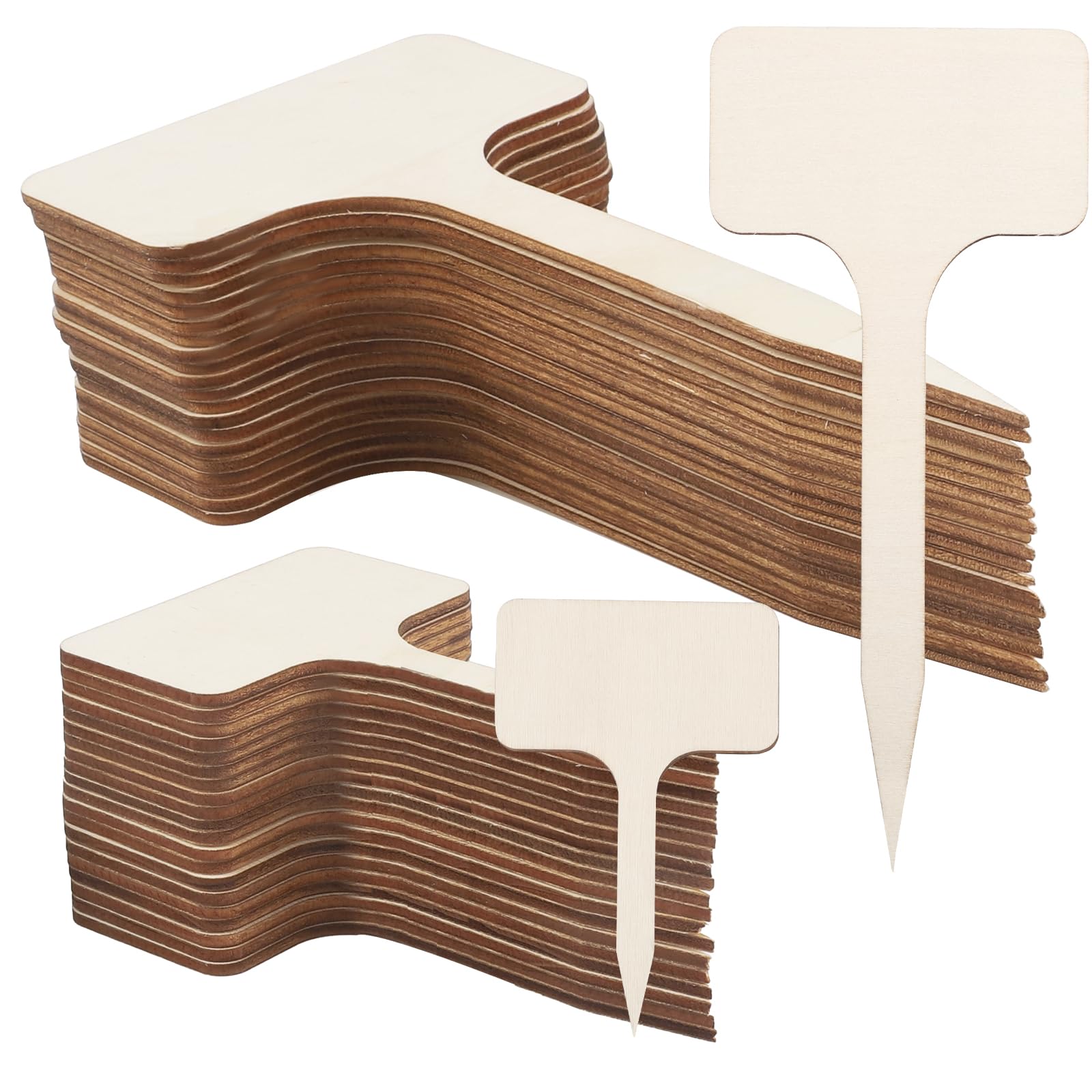 Etichette per piante in bambù, 10 cm e 18 cm, 60 pezzi, etichette per piante in legno di bambù tipo T, marcatori SED, per erbe aromatiche, verdure, fiori, etichette per nomi Gardenin