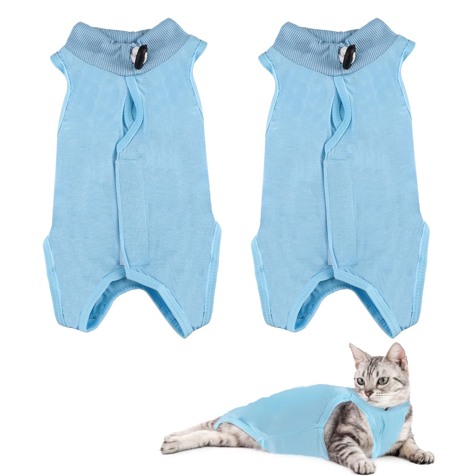 Traje de recuperación de algodón modal premium para felinos grandes con cuello ajustable