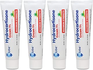 Globe 4-Pack Hydrocortisone 1% Maximum Strength Anti-Itch Cream with Aloe - Fast Relief for Eczema, Bites, Rashes, Psoriasis