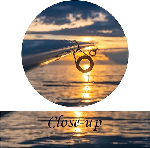 Miniatura 5 de KREATIVE ARTS Juego de arte grande de 5 paneles impresos en lienzo para pared, caña de pescar, océano, naturaleza, fotografía, realismo, náutico,