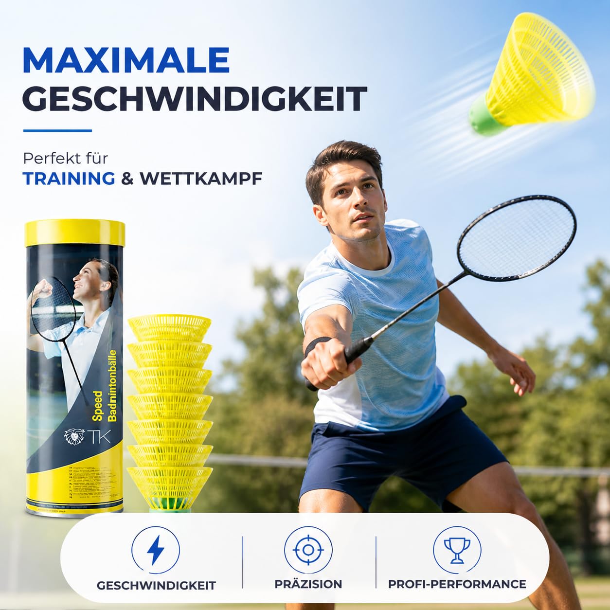 TK Gruppe Timo Klingler Sportyfits® Speedbadminton - Palline da badminton, per allenamento e competizioni e badminton, per interni ed esterni