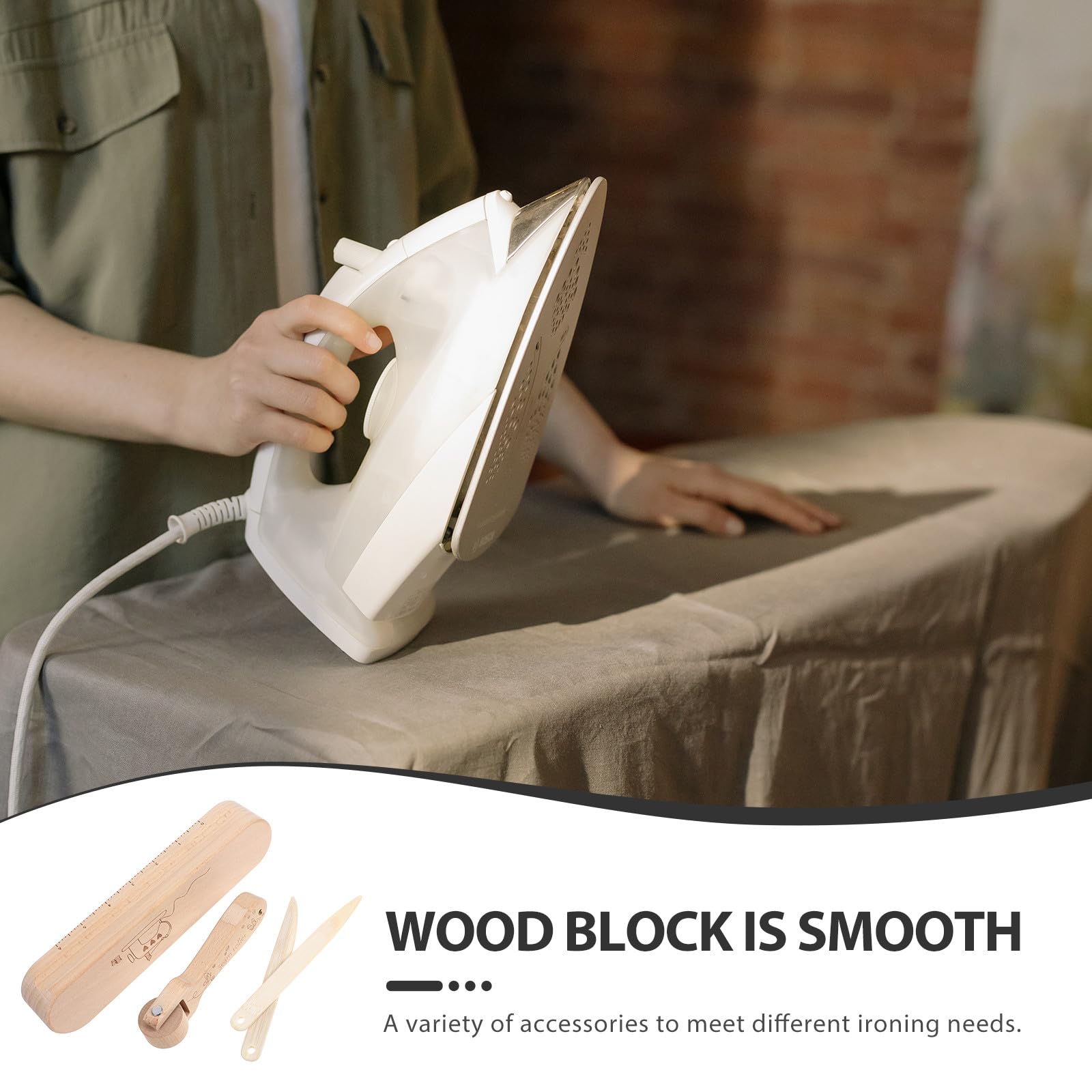 Strumento in Legno per Stirare 4 Pezzi Design Ergonomico, Accessori Versatili per Cucito e Quilting, per Progetti di Cucito a Mano