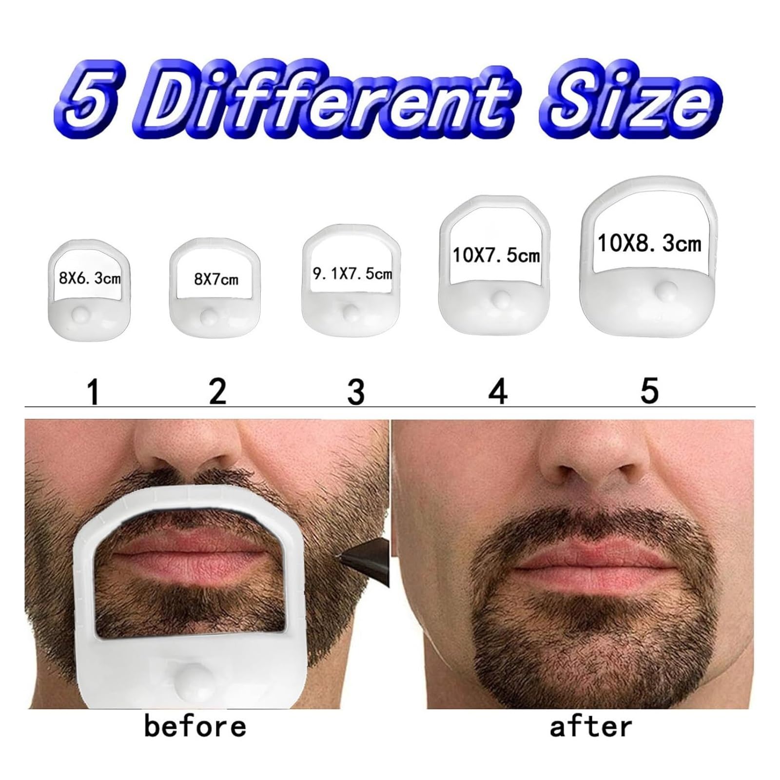 5 Stück Bart-Styling-Schablonen Bartformer Bartformungswerkzeug Männer Spitzbart Schnurrbart Pflegewerkzeug Gesichtshaar-Styling-Vorlage For Männer(5 PCS White)