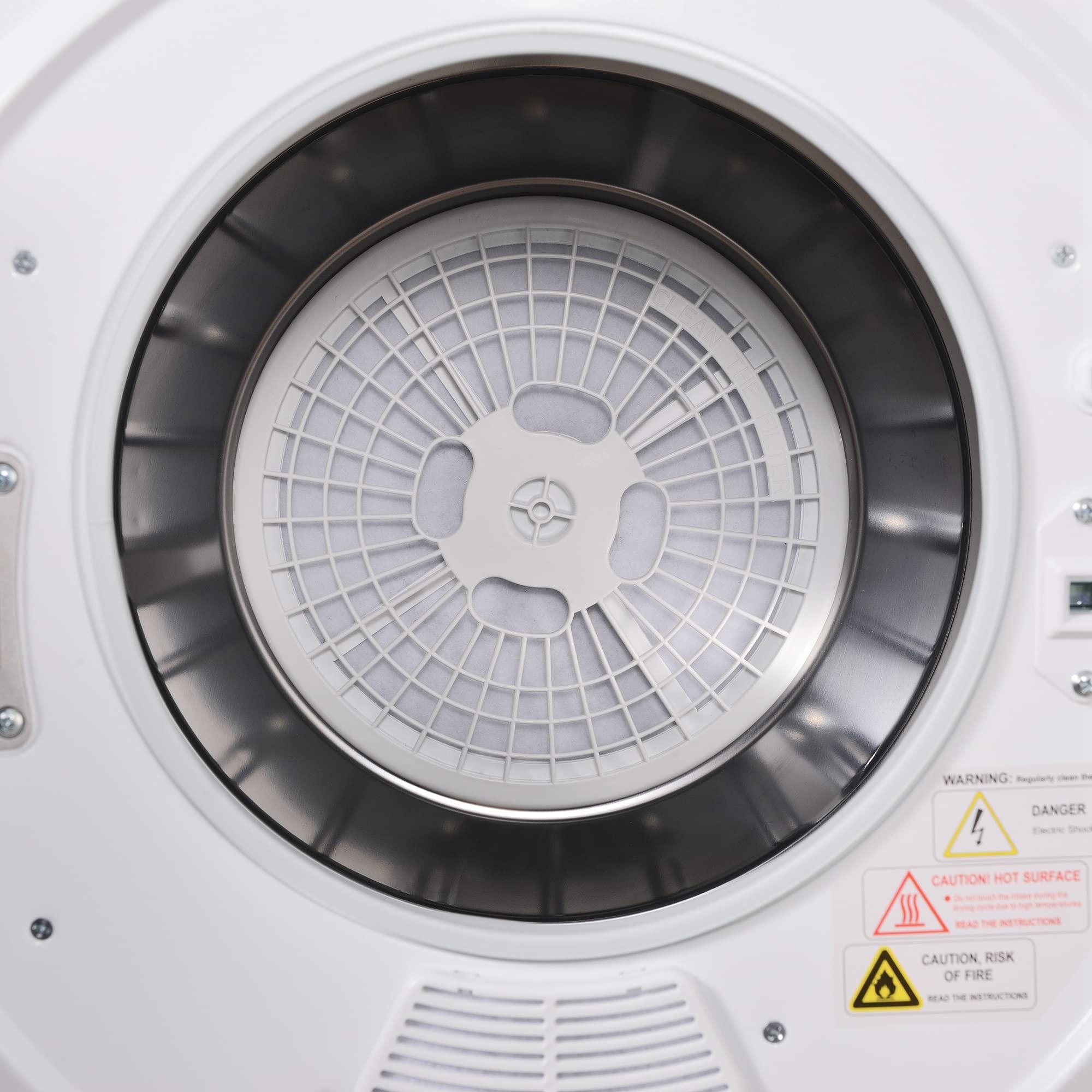 Merax Piccola asciugatrice con protezione da surriscaldamento, montaggio a parete con doppio filtro e timer, 2,5 kg, 850 W, bianco