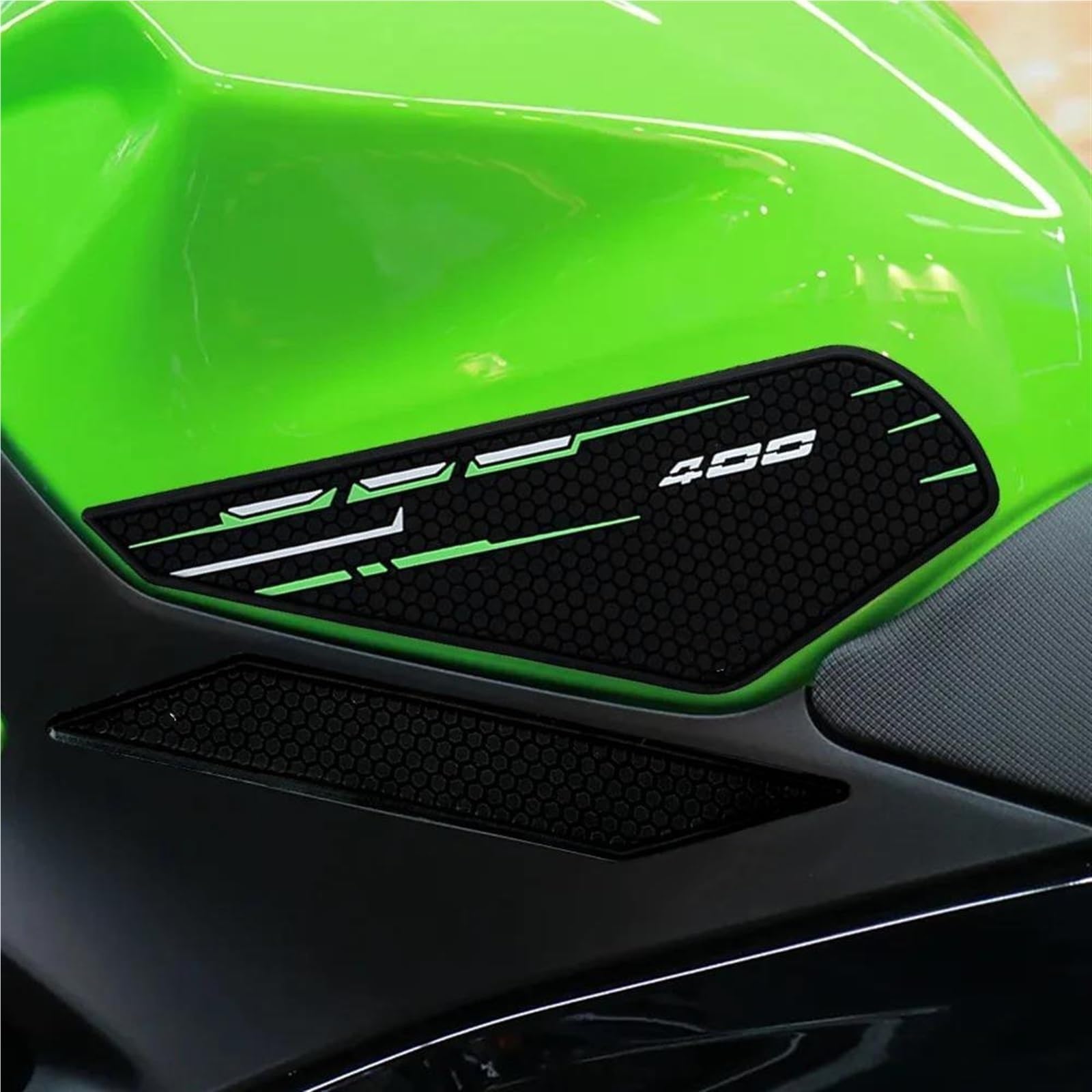 Adesivi per serbatoio carburante Moto Gomma Carburante Gas Rilievo Del Carro Armato Della Decalcomania Impermeabile Resistente Ai Graffi Parti Per Kawasaki Per Ninja400 Z400 Z 400 Decalcomanie(Verde 1