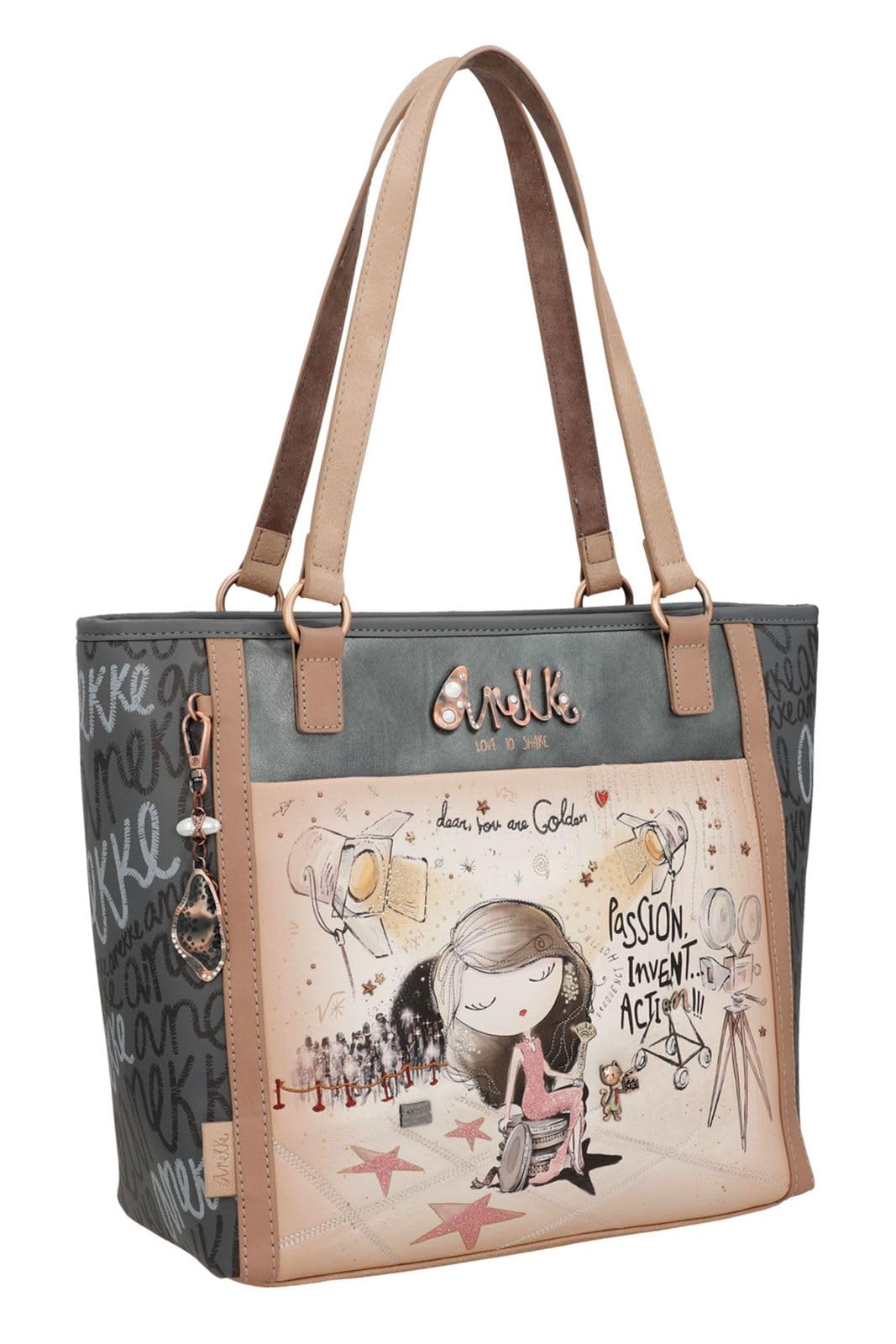 Anekke Schultertasche für Damen mit Reißverschluss, bunt