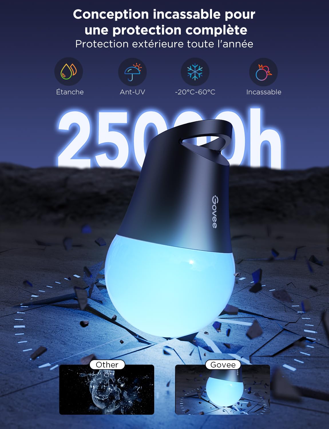Govee Guirlande Lumineuse d'Extérieur Intelligente 2, 30M RGBICW Led Jardin | IP65, 100lm par Lumière, 47 Modes Scène et 16 Millions de Couleurs, Fonctionne avec APP Alexa, Durée de vie de 25000h