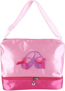 Bolsa de dança, bolsa de balé com lantejoulas, bolsa de bailarina com zíper e alça de ombro ajustável para meninas