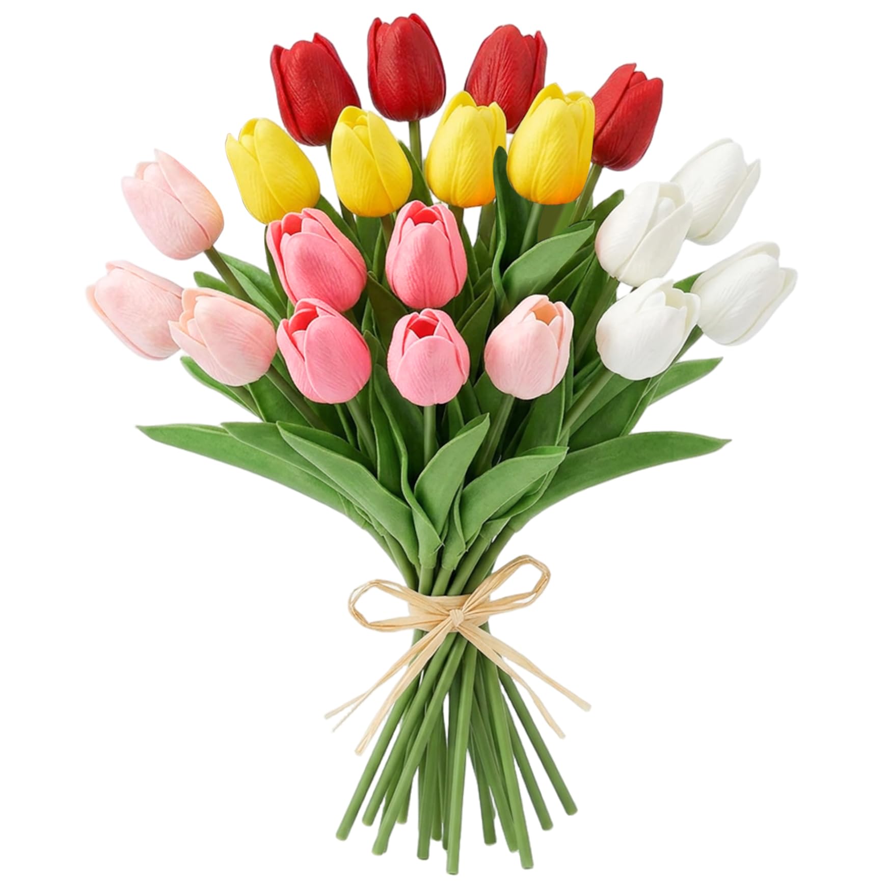 Tulipanes artificiales de PU con tallos flexibles pack de 20 flores de imitación de 14 pulgadas