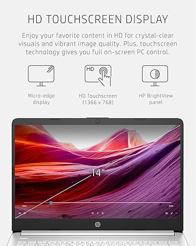 Miniatura 2 de HP Laptop con pantalla táctil de 14 pulgadas, 4 GB de RAM, 128 GB de almacenamiento (64 GB eMMC+tarjeta de 64 GB), Intel Celeron N4020, Intel UHD