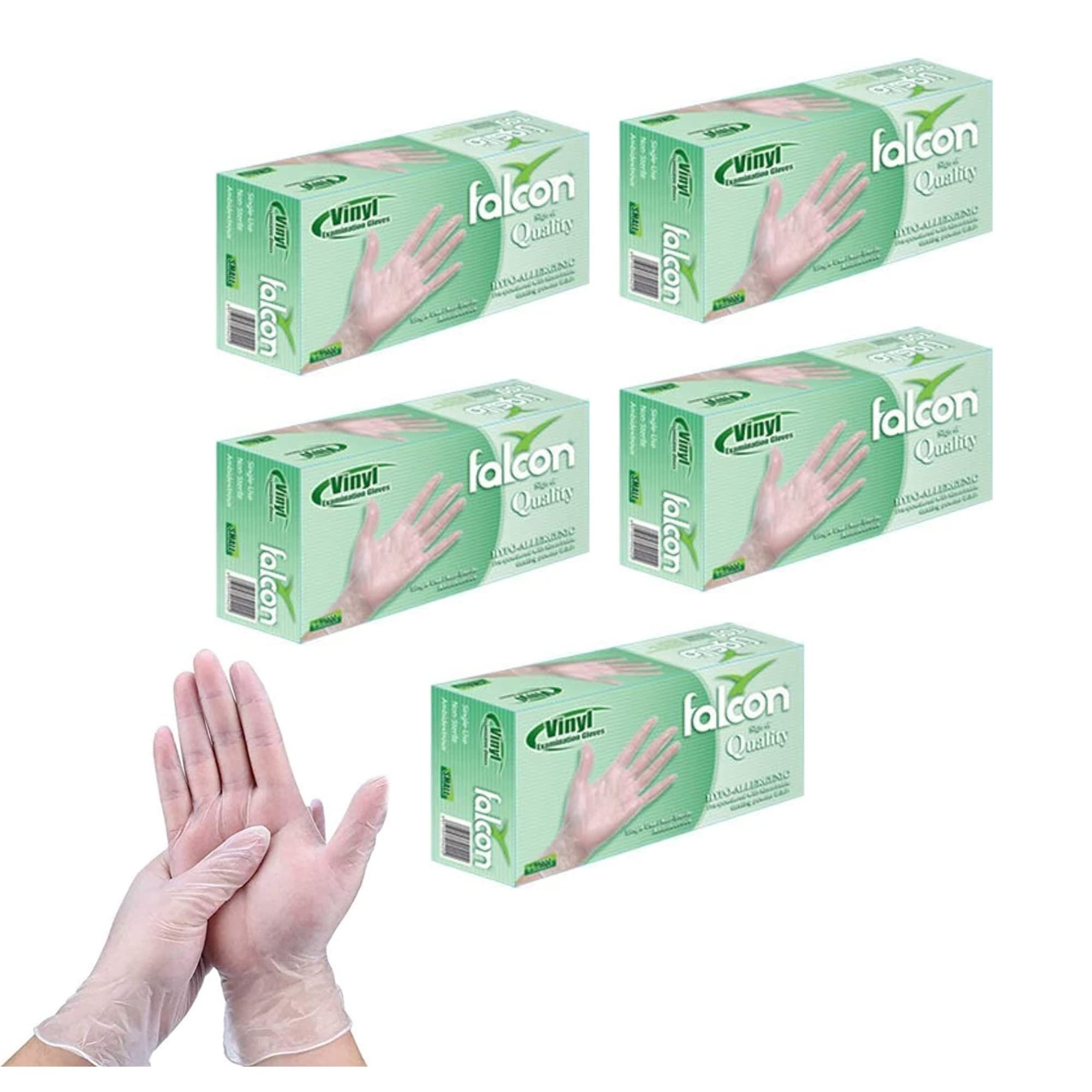 Falcon Vinyl Gloves Clear- Powder Free (5 Box)