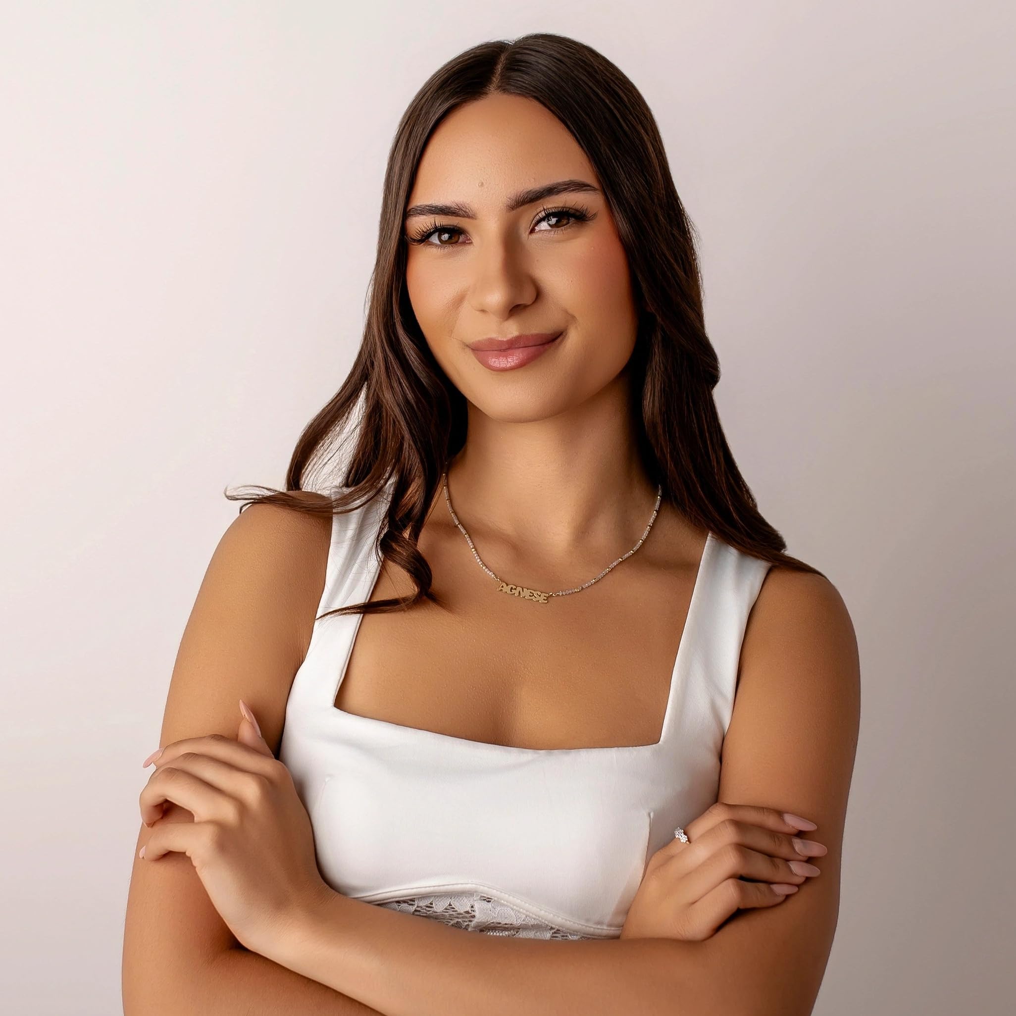 Sakrami Collana Nome Personalizzato Zirconi Colorati Argento 925 Dorato con Sferette Diamantate + Scatola con Dedica Incisa – Idea Regalo Compleanno Comunione Laurea Donna Ragazza