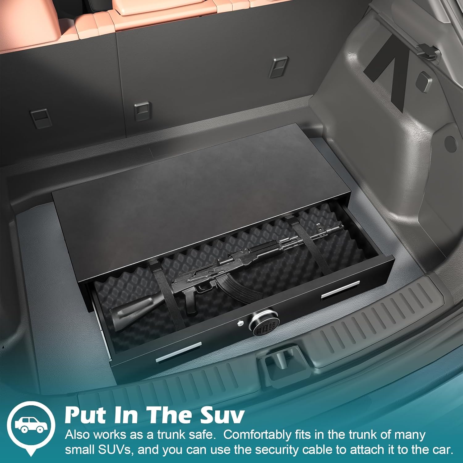 8"H Under Bed Safe, Rapid Gun Safe Drawer Safe for Car for AR Rifle Shotguns & Long Guns Ammo Pistol Accessories for Home and Vehicle, Fast Box Hidden Gun Safe Mounts in Car, Truck RV and SUV